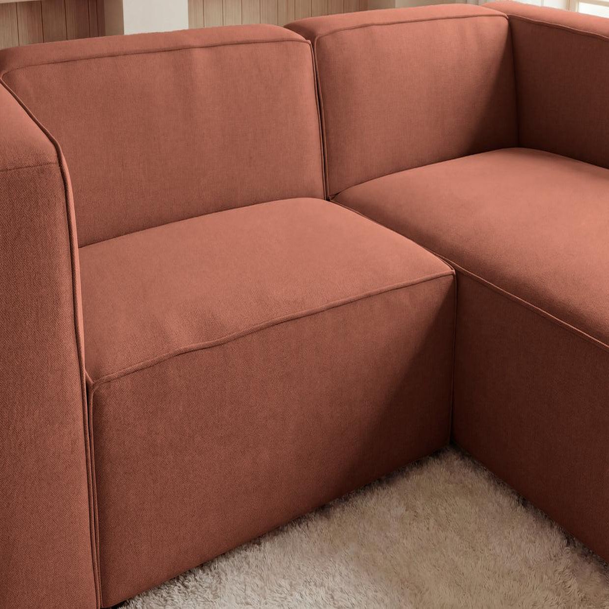 Voir la diapositive 4 : CASANOVA PARIS Basil - canapé d'angle tissu lisse 4 places