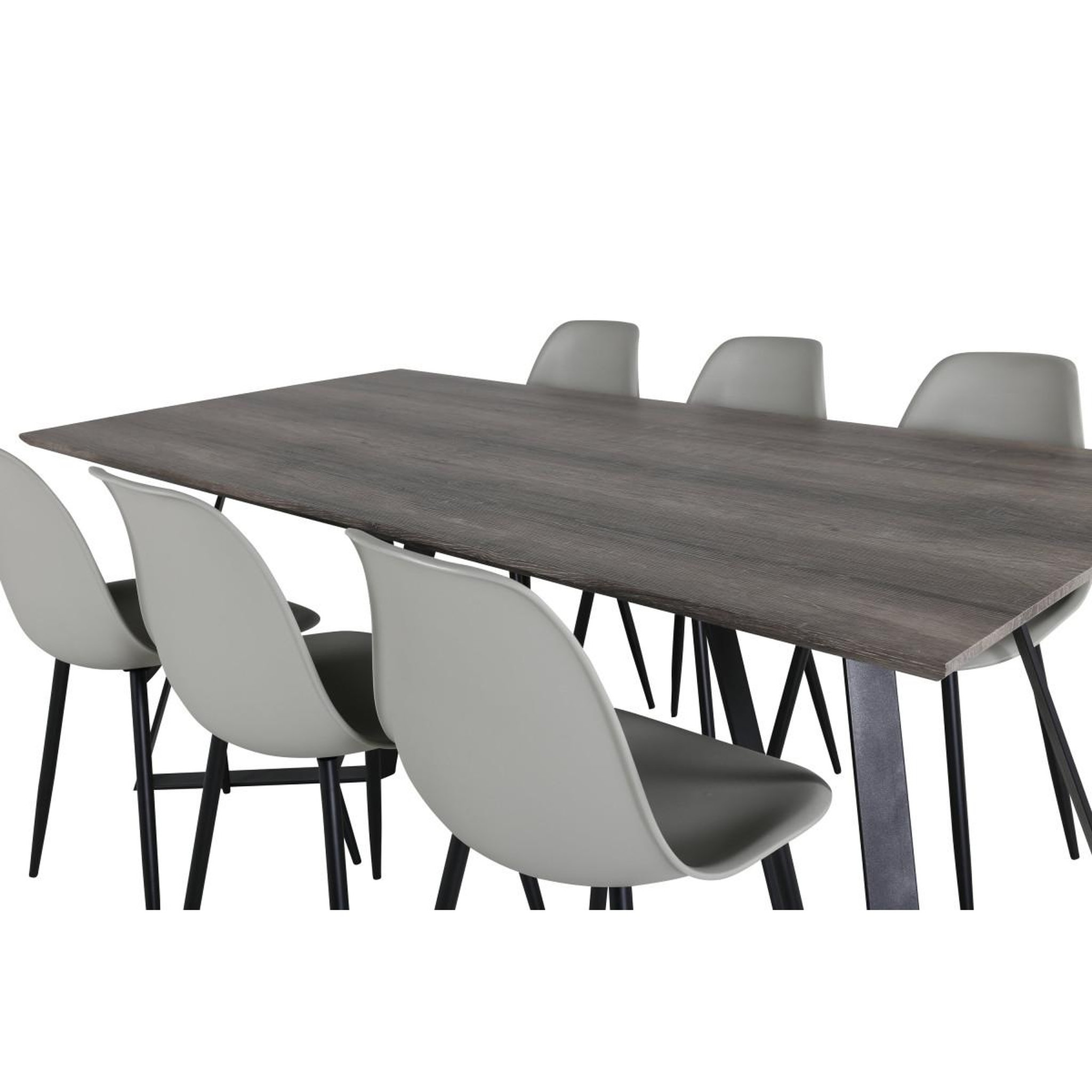 Voir la diapositive 4 : Paris Prix Ensemble table à manger & 6 chaises  marina & polar  180cm naturel & gris