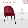 Voir la diapositive 5 : HOMCOM Lot de 2 chaises velours bordeaux pieds métal noir dim. 52L x 54l x 79H cm