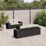 VIDAXL Salon de jardin 6 pcs avec coussins noir resine tressee