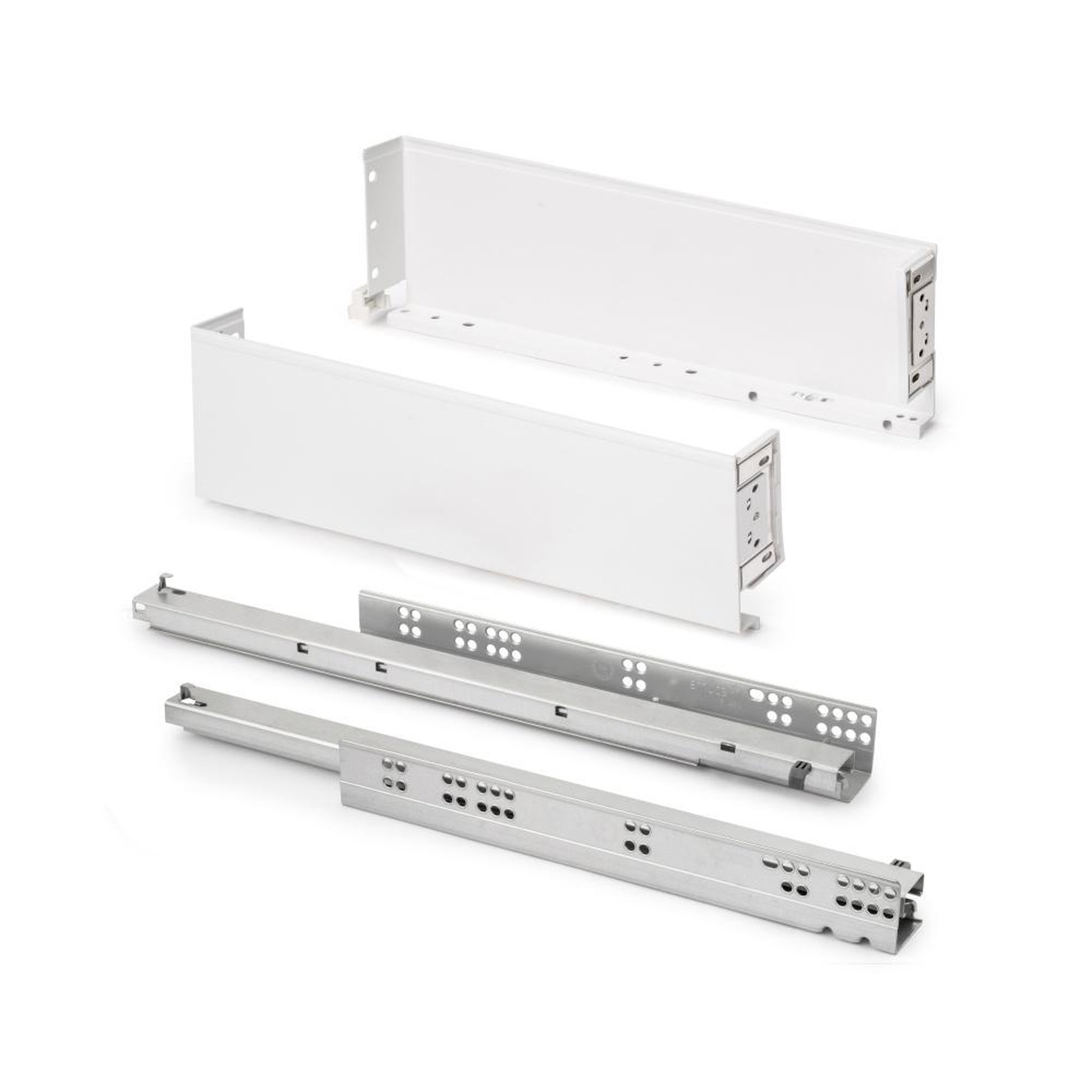 Emuca 3274312 Tiroir extérieur Simplex 25kg hauteur 122mm, profondeur 490mm, acier, peint en blanc