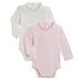 Voir la diapositive 1 : IN EXTENSO Lot de 2 bodies col roulé bébé fille
