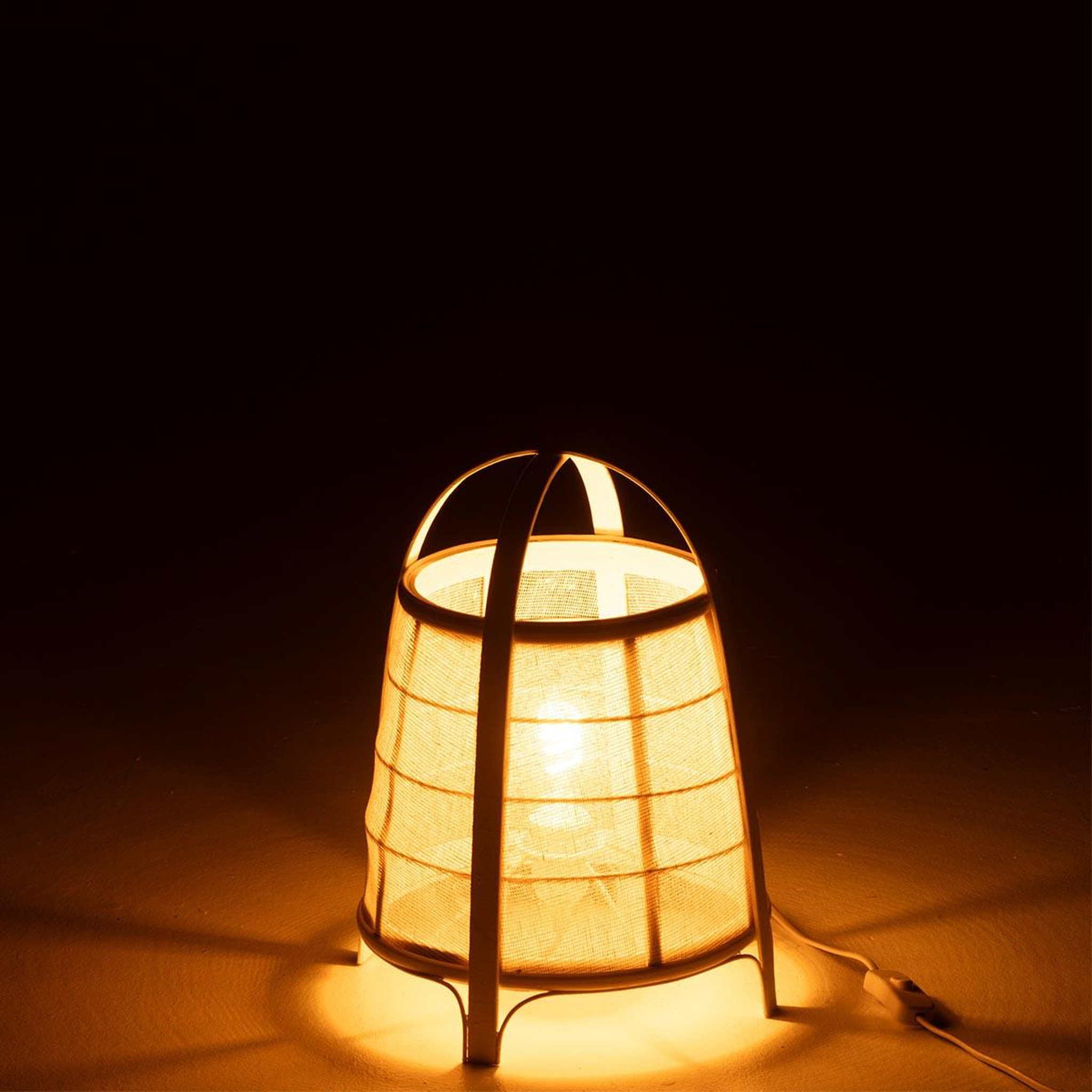 Voir la diapositive 3 : J-LINE Lampe à poser en bambou  rya  35cm blanc