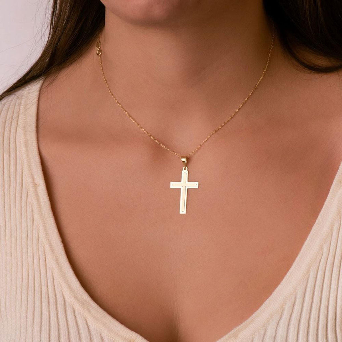 L'ATELIER D'AZUR Pendentif  - Médaille Croix Or 18 Carats 750 Jaune - Chaine Offerte