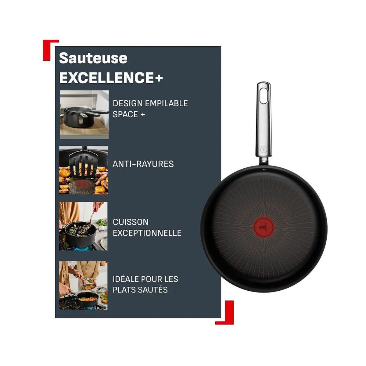 TEFAL Sauteuse 24cm Excellence + avec couvercle