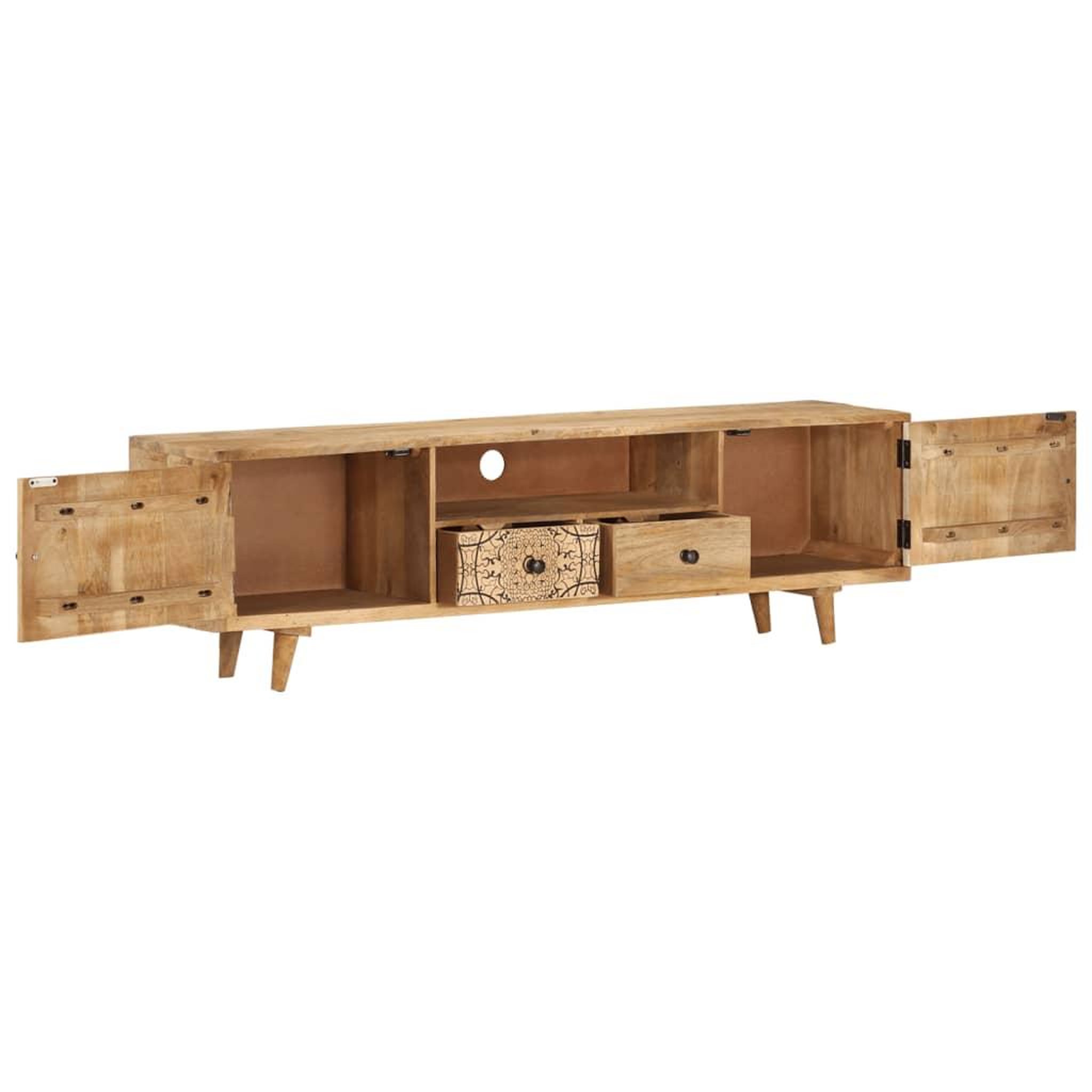 Voir la diapositive 3 : VIDAXL Meuble TV 140x30x40 cm Bois de manguier massif