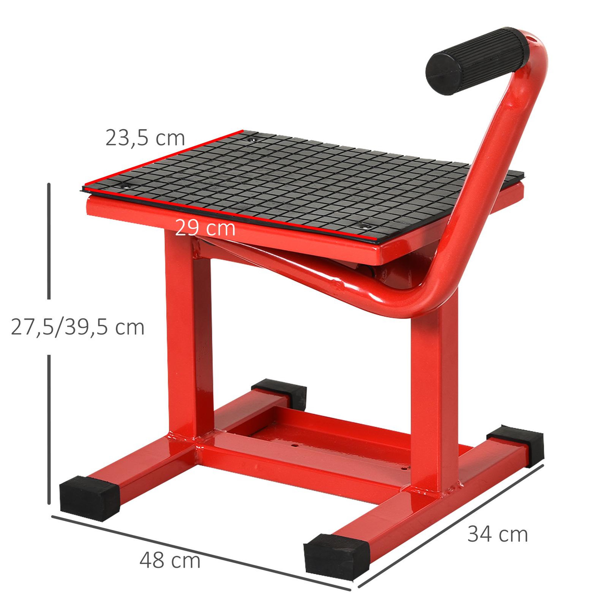 Voir la diapositive 3 : HOMCOM Lève moto béquille d'atelier stand moto tout-terrain moto cross supermotard hauteur réglable rouge