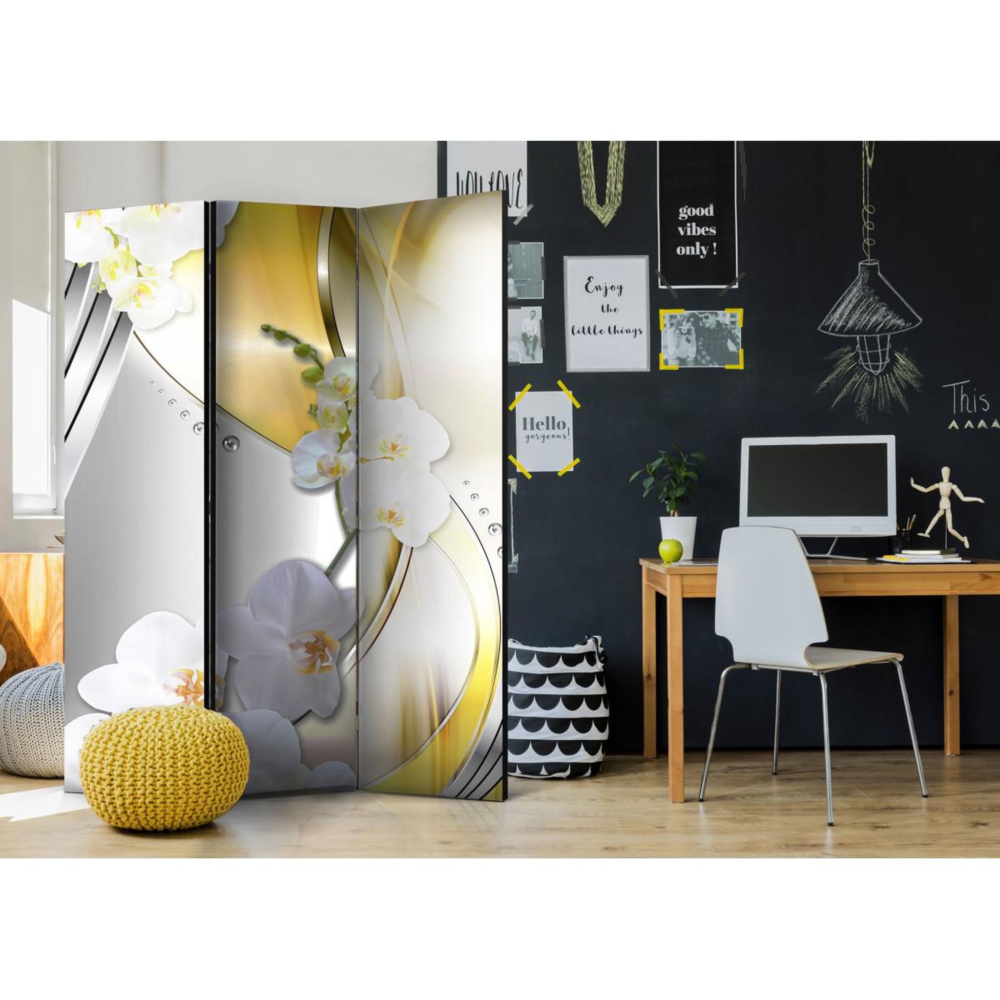 Voir la diapositive 2 : Paris Prix Paravent 3 volets  yellow journey  135x172cm