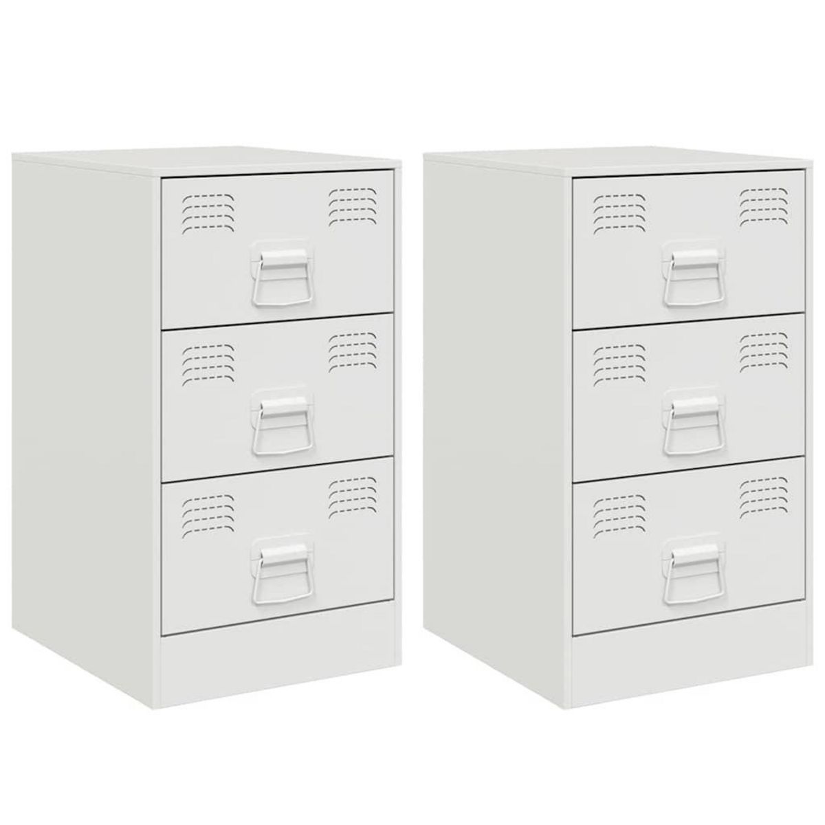 VIDAXL Tables de chevet 2 pcs blanc 34,5x39x62 cm acier