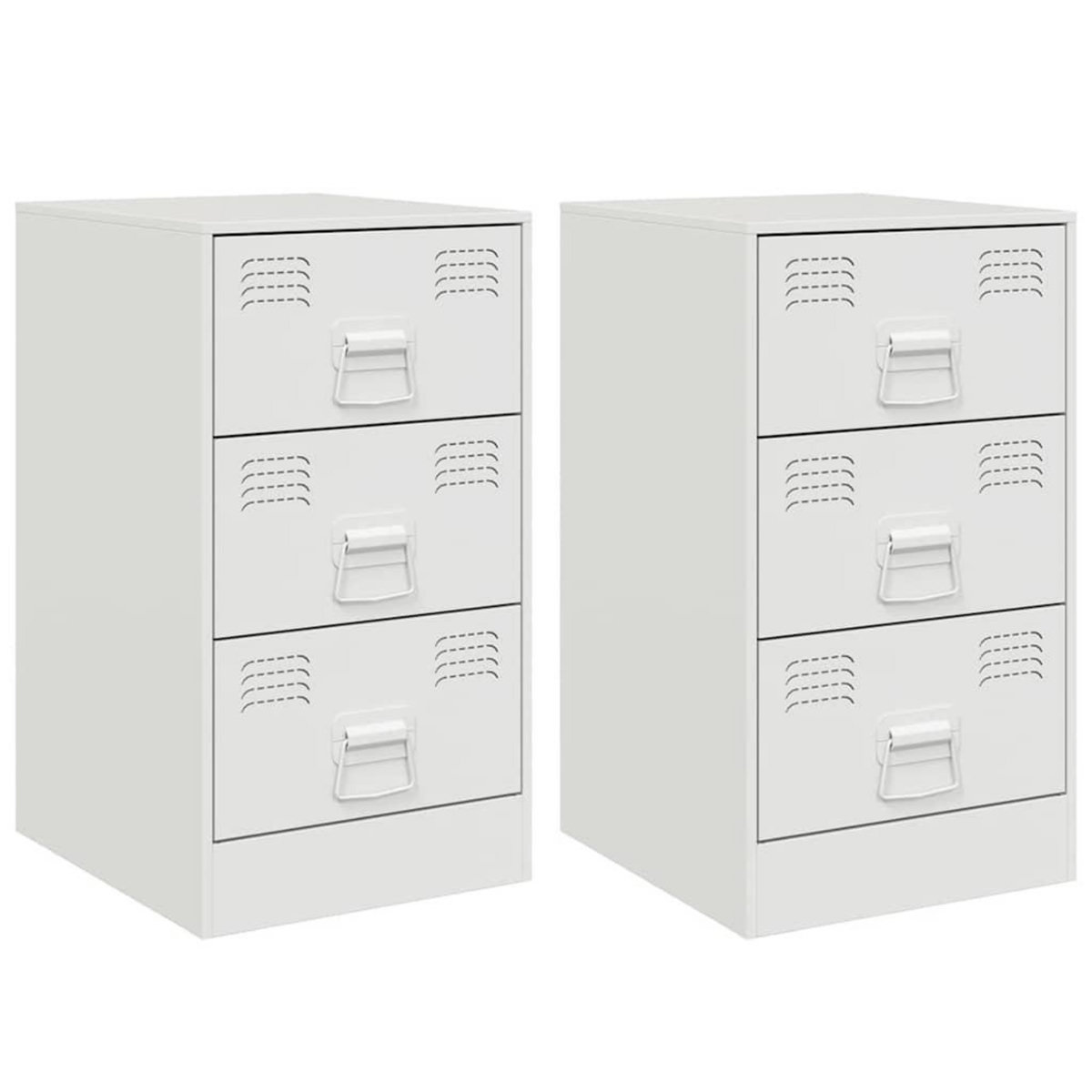 VIDAXL Tables de chevet 2 pcs blanc 34,5x39x62 cm acier