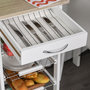 Voir la diapositive 4 : HOMCOM Desserte chariot de cuisine sur roulettes - 4 paniers coulissants, tiroir, plateau - bois blanc MDF bois clair