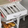 Voir la diapositive 4 : HOMCOM Desserte chariot de cuisine sur roulettes - 4 paniers coulissants, tiroir, plateau - bois blanc MDF bois clair