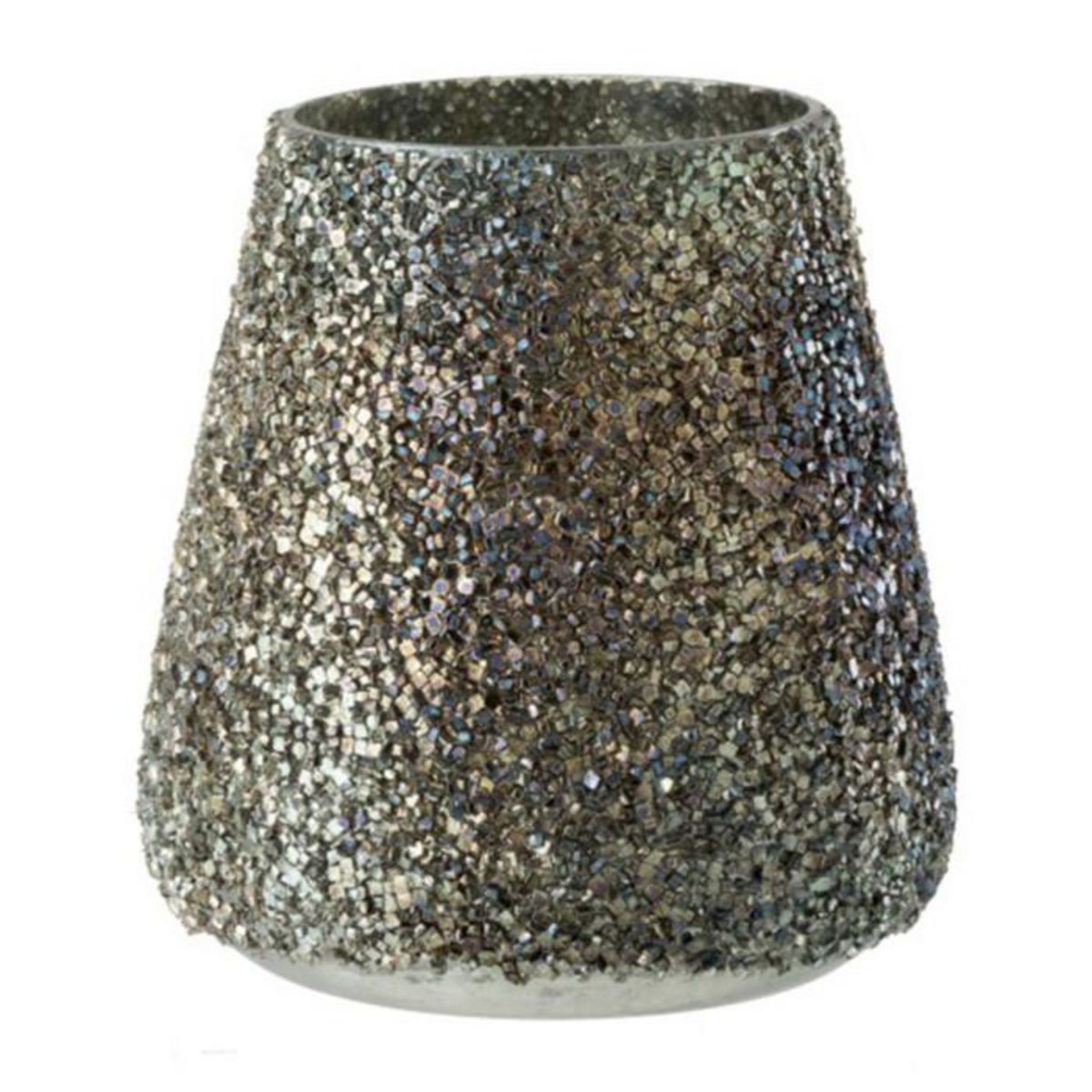 Paris Prix Photophore en Verre  Paillettes  16cm Vert