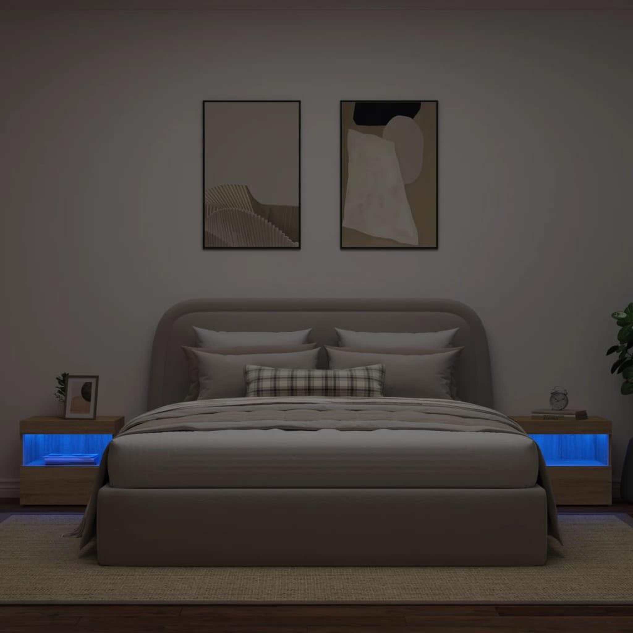 Voir la diapositive 4 : VIDAXL Tables de chevet et lumieres LED 2 pcs chene sonoma 50x40x45 cm