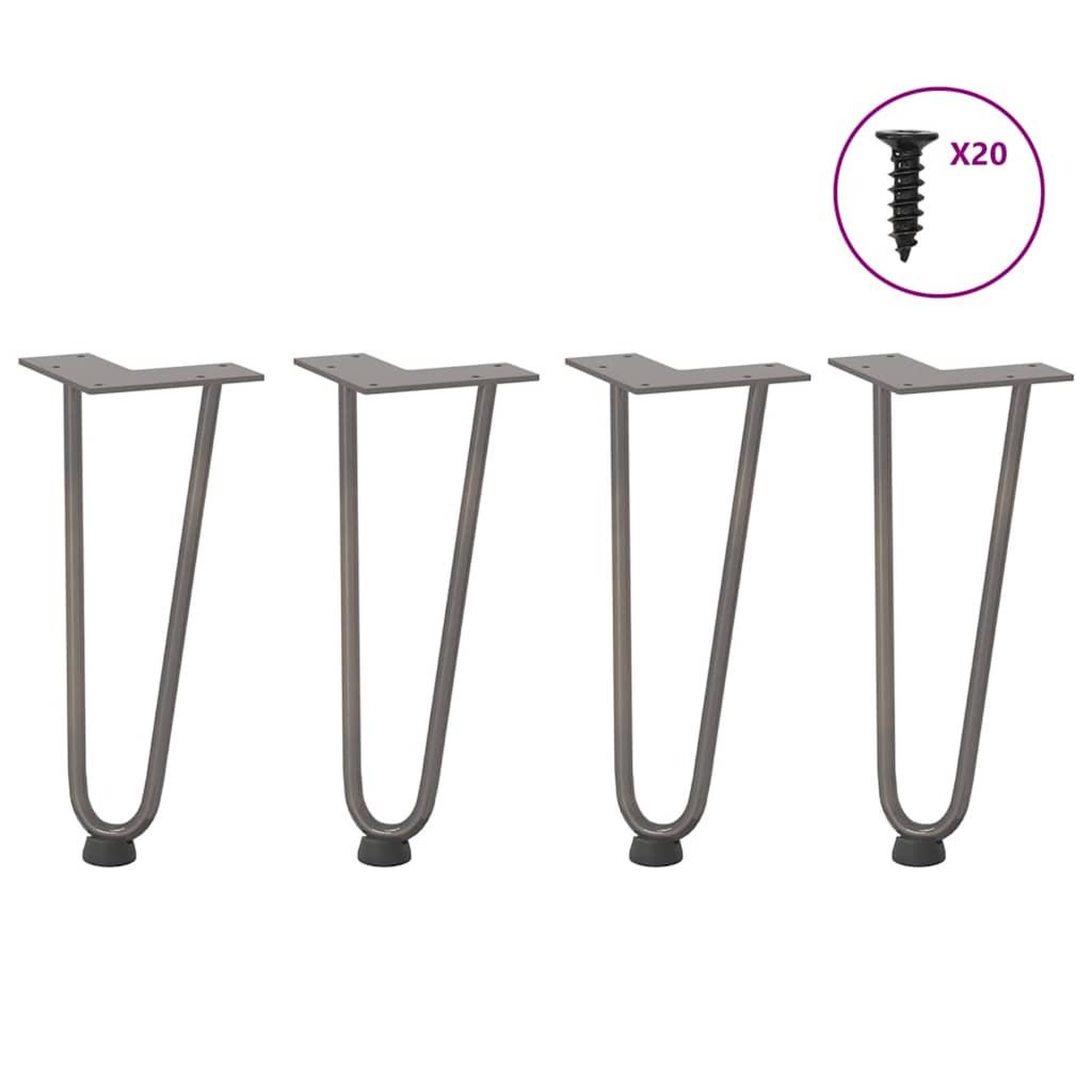 VIDAXL Pieds de table en forme d'epingle a cheveux 30 cm acier massif