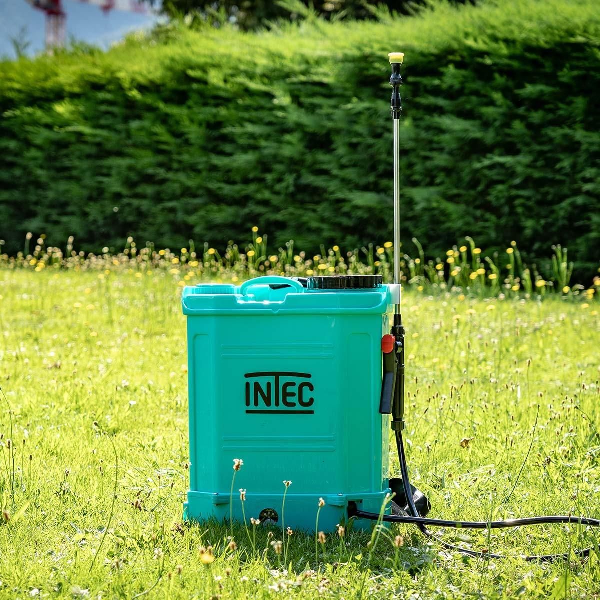 INTEC Pulvérisateur à batterie à dos 16L - Pression 5 Bar Lance extensible 3 Buses Pulvérisateur électrique INTEC
