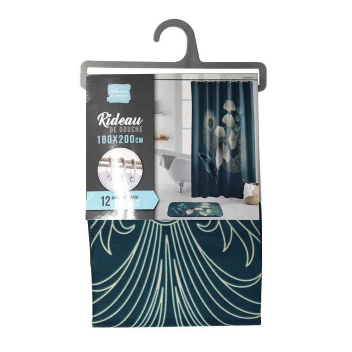 Paris Prix Rideau de Douche  Ginkoblue  180x200cm Vert