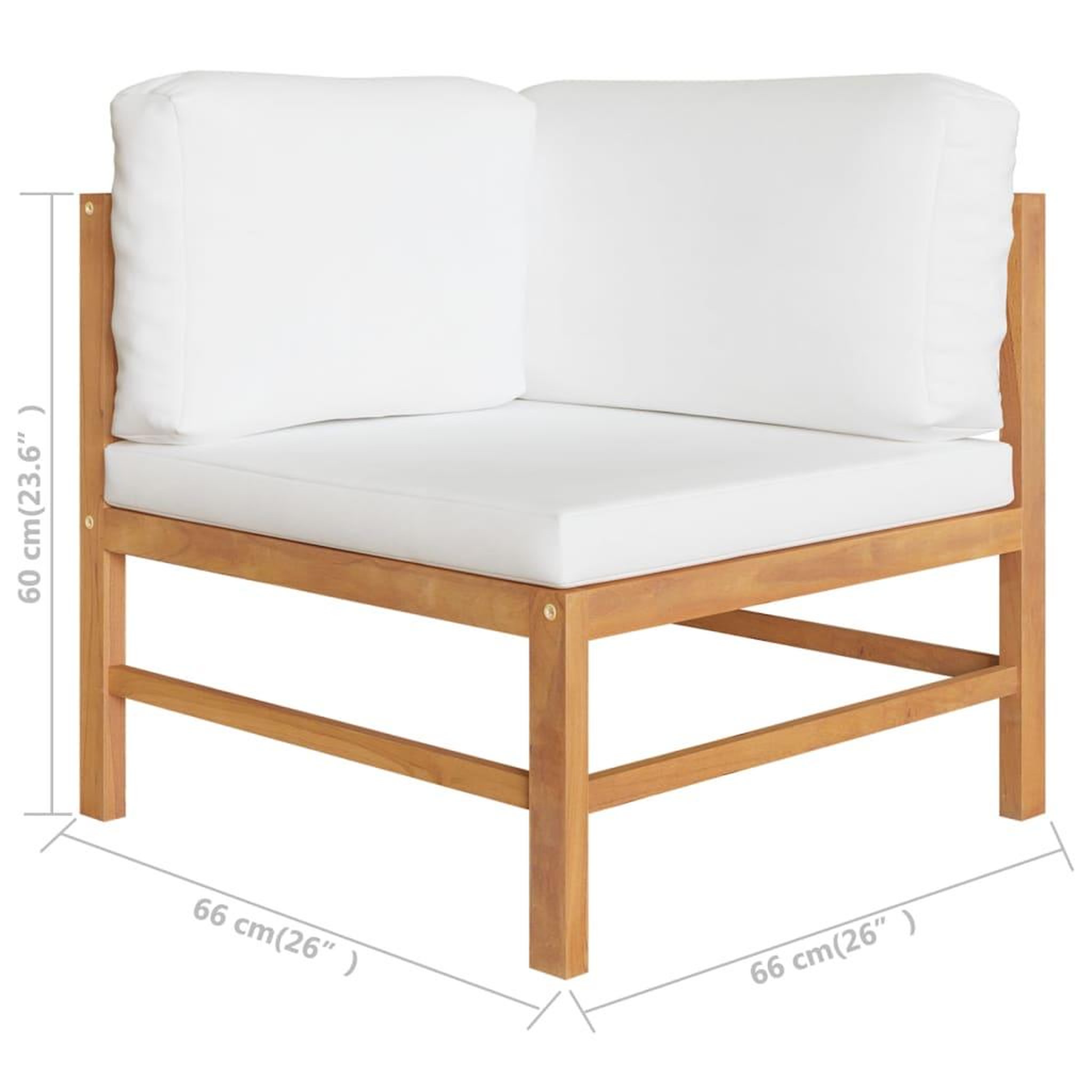 Voir la diapositive 6 : VIDAXL Canapes d'angle 2 pcs avec coussins creme Bois de teck solide