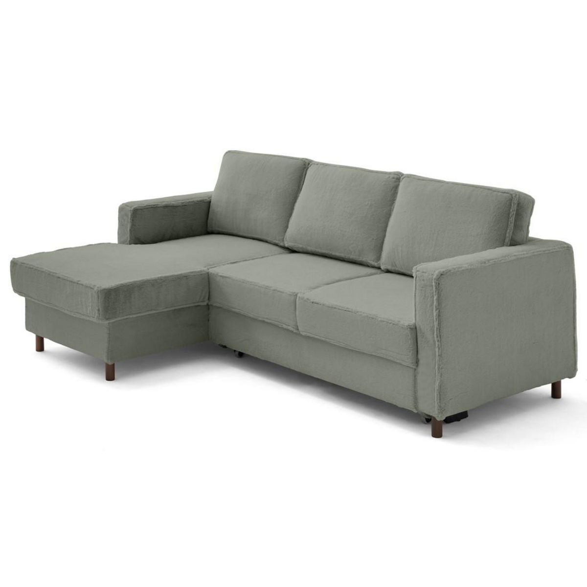 LISA DESIGN Jake - canapé d'angle gauche 4 places convertible avec coffre en fausse fourrure