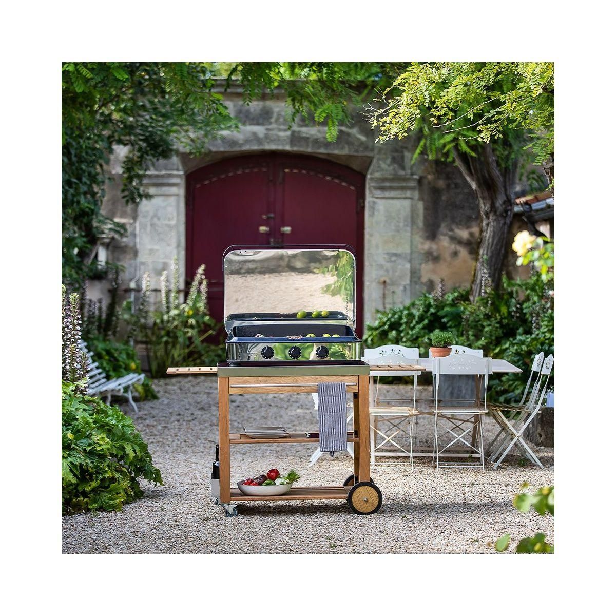 Eno Plancha gaz 80 cm Inox 3 brûleurs à poser, 69x40 cm