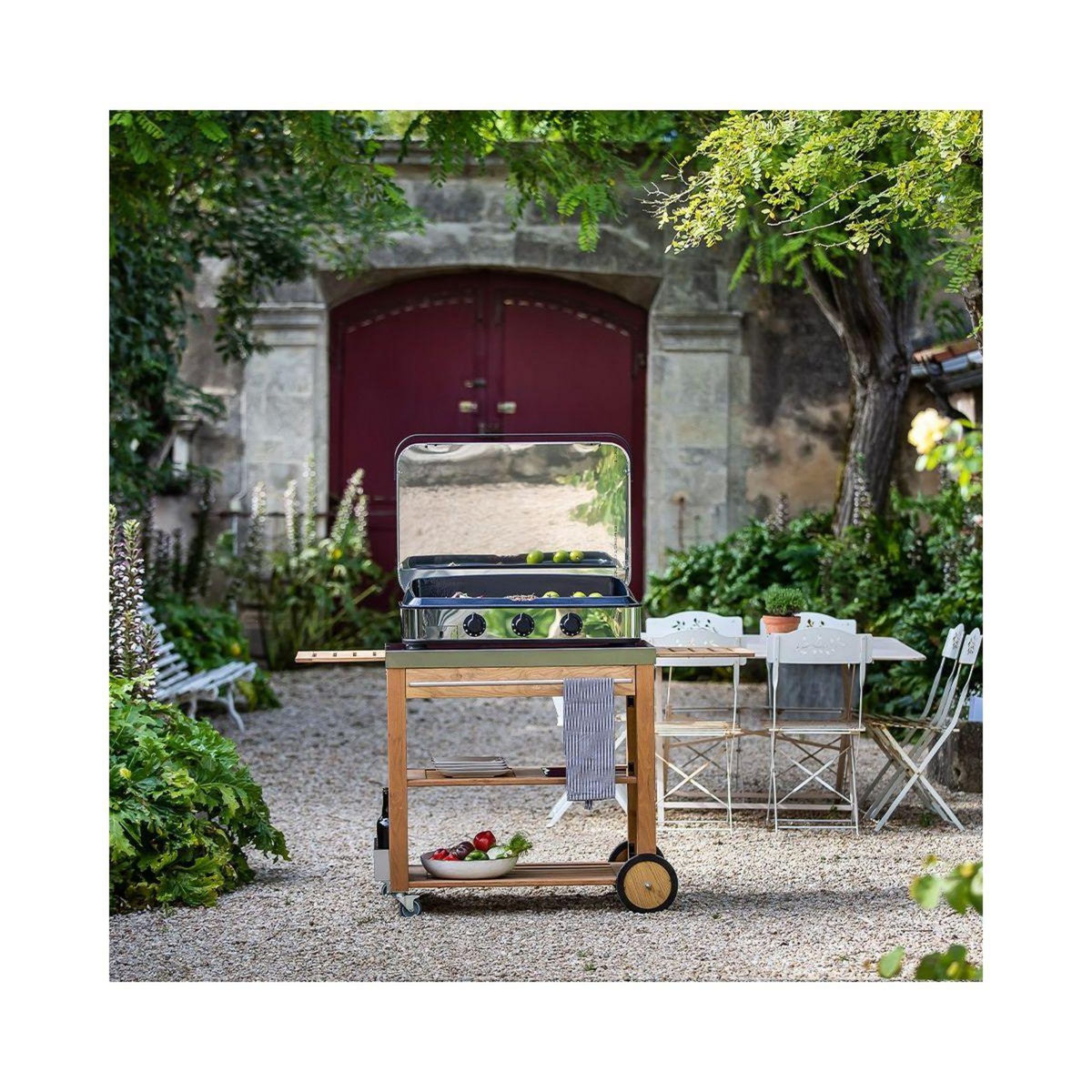 Eno Plancha gaz 80 cm Inox 3 brûleurs à poser, 69x40 cm