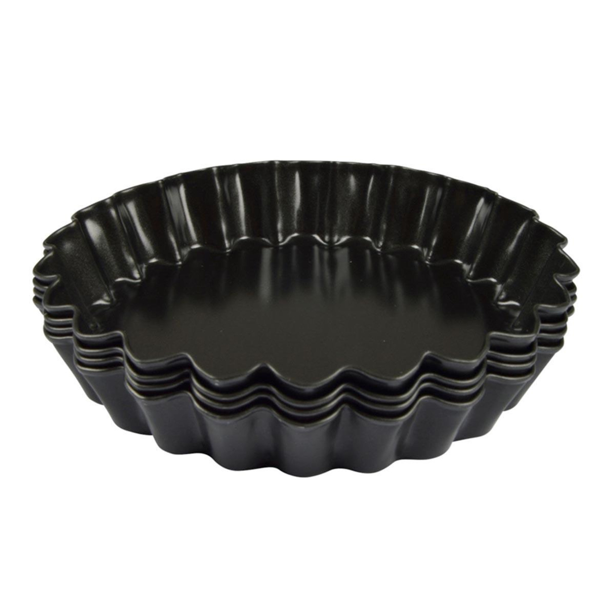 HOMEA Lot de 4 moules à tartelettes  cannelés  12cm gris