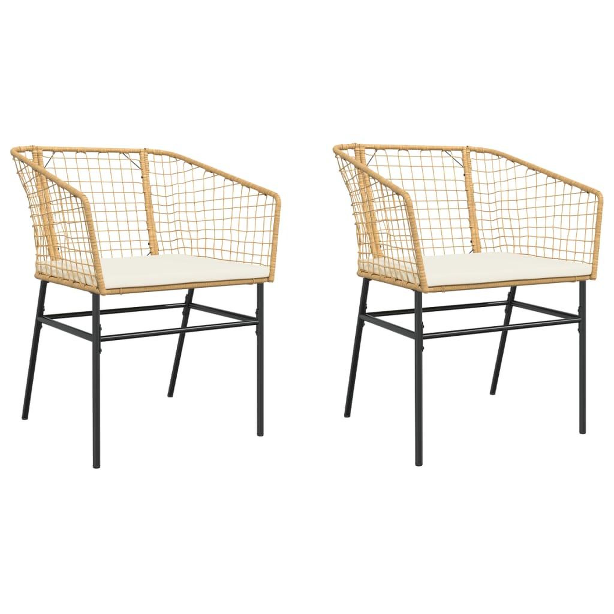 Voir la diapositive 2 : VIDAXL Chaises de jardin lot de 2 et coussins marron rotin