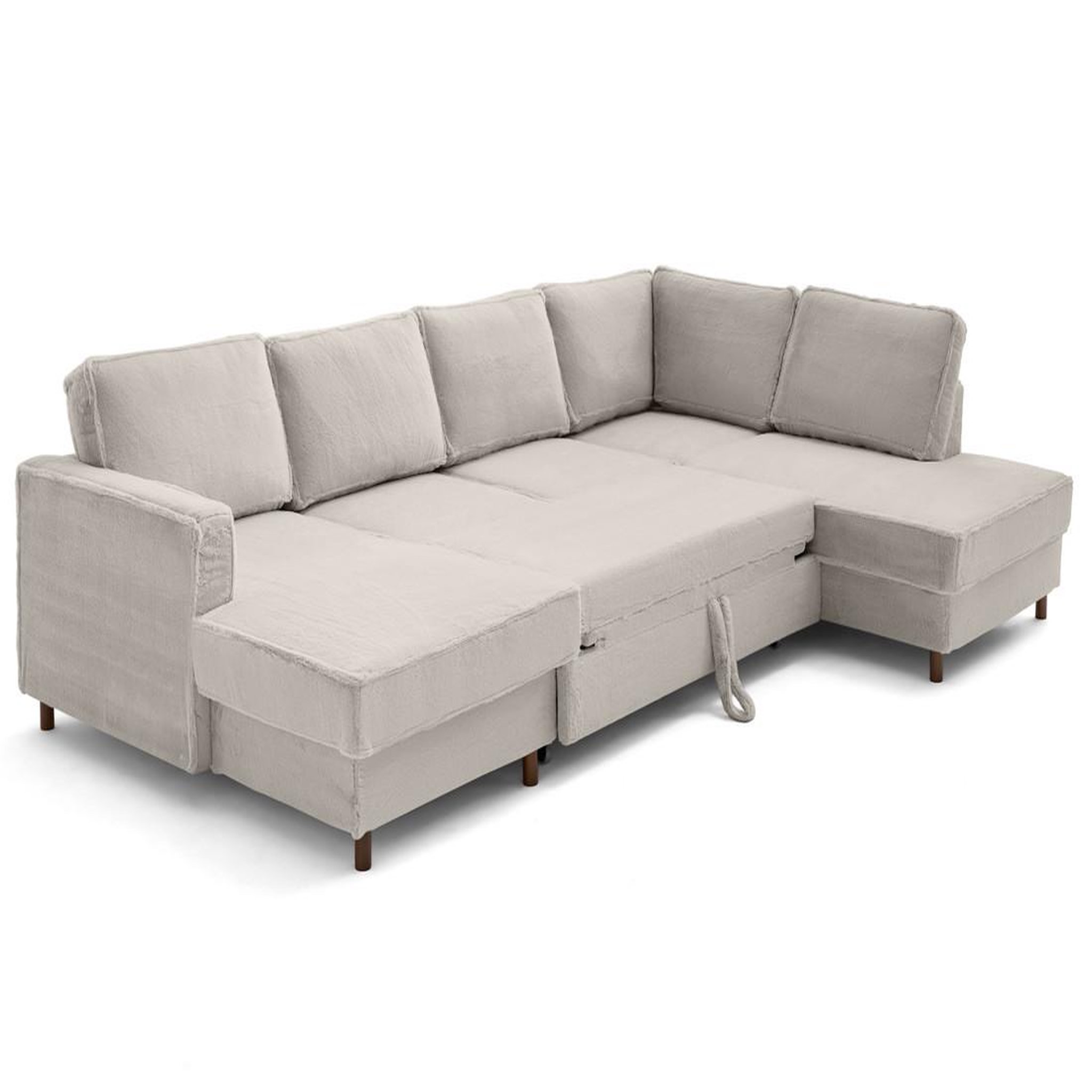 Voir la diapositive 2 : LISA DESIGN Jake - canapé panoramique d'angle droit 7 places convertible avec coffre en fausse fourrure