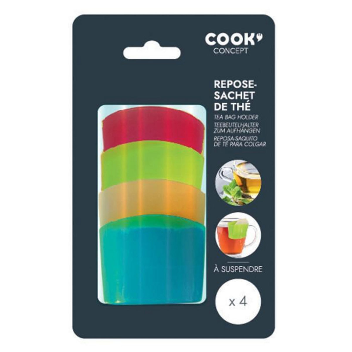 Paris Prix Lot de 4 Reposes Sachet de Thé  Fun  5cm Multicolore