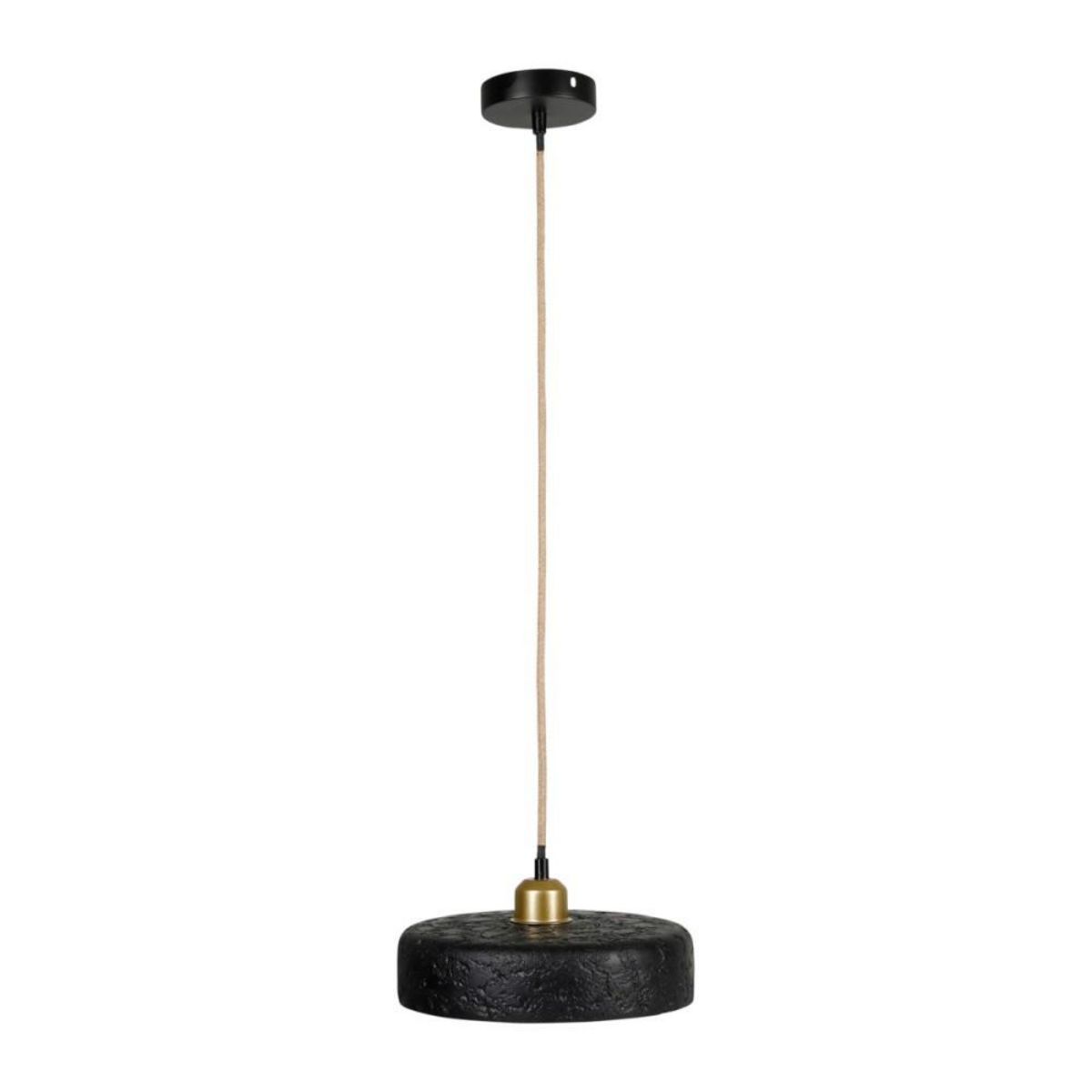 OSTARIA Suspension ciment et métal noire et dorée