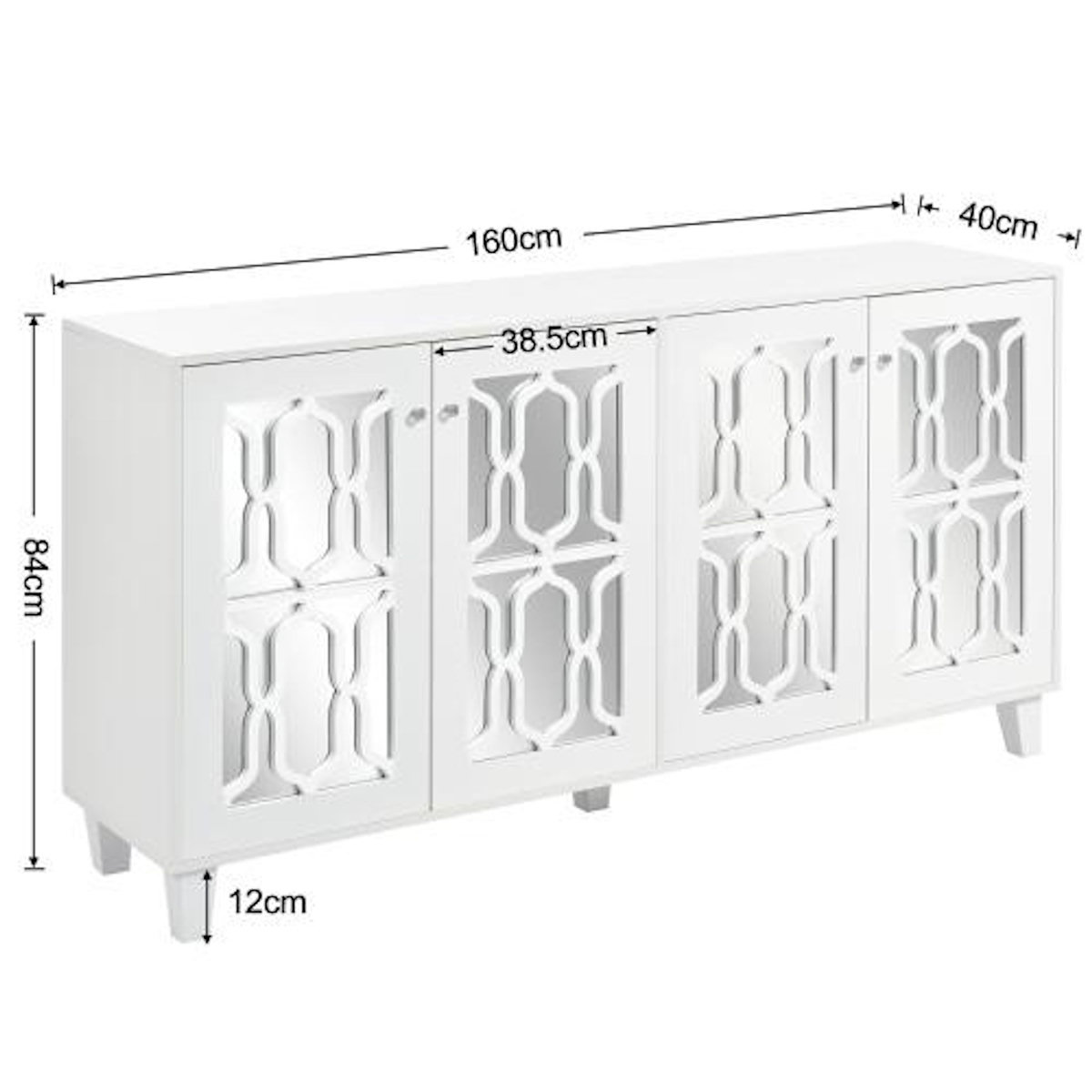 MERAX Buffet 4 porte(s) 0 tiroir(s) - 160 cm blanc mdf