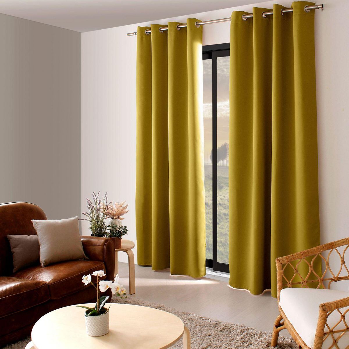 TOILINUX Rideau occultant à 8 œillets CLASSY - 140 x 240 cm - Bronze