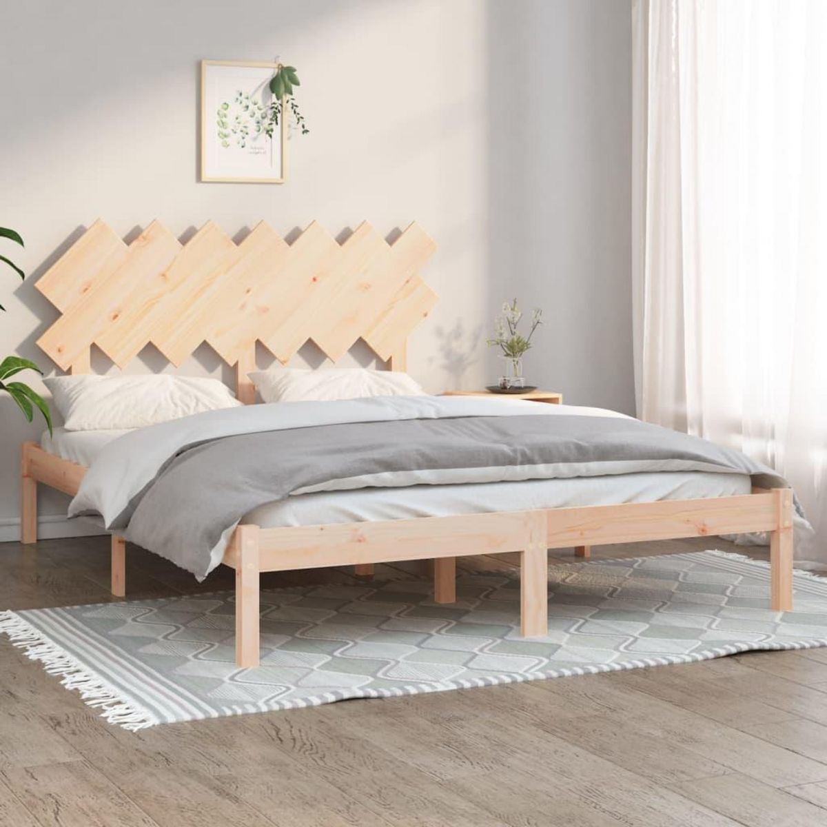 VIDAXL Cadre de lit sans matelas 140x190 cm bois massif