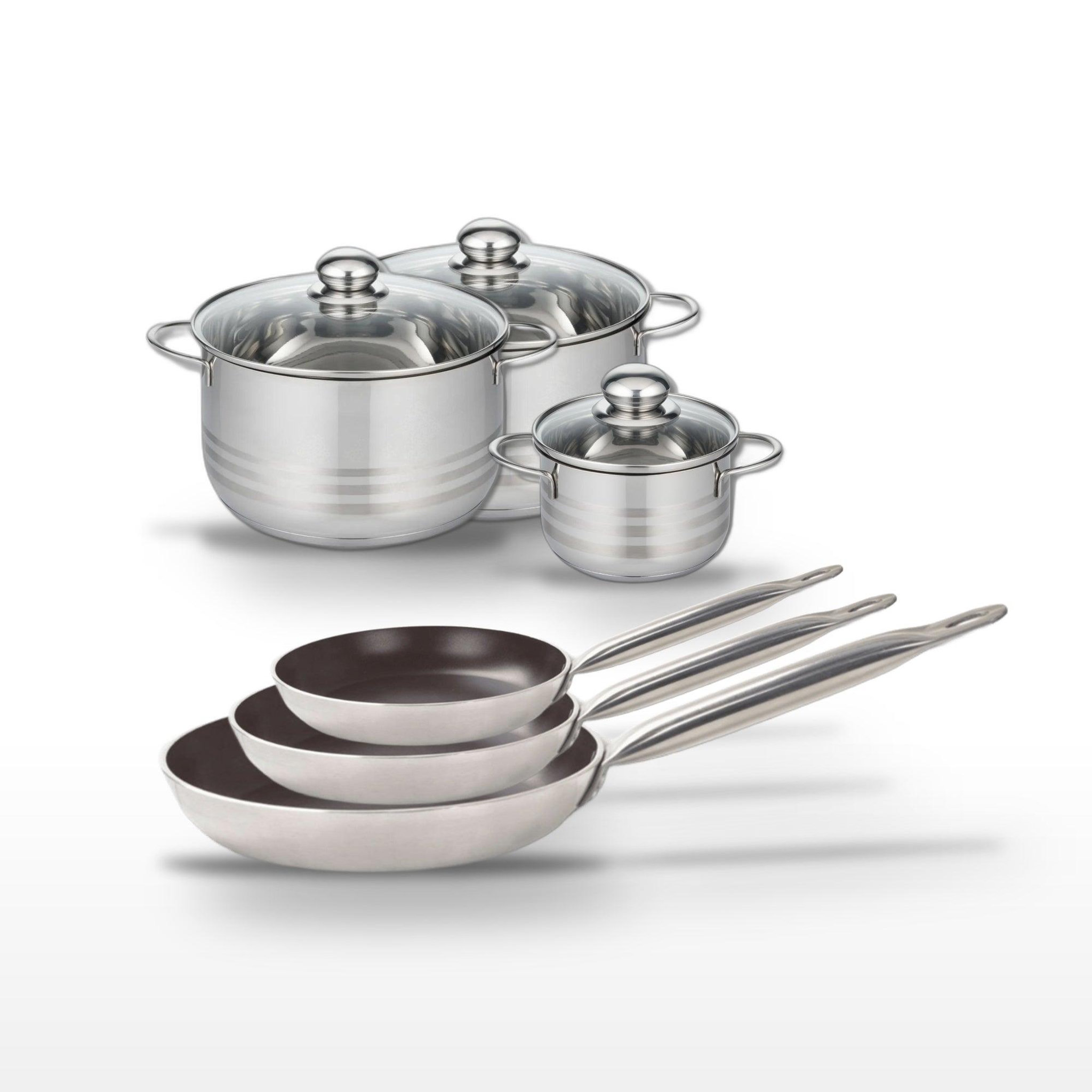 ELO Lot 3 poêles 24/28/32 cm et 3 faitouts 14/20/24 cm elo bistro line