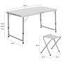 Voir la diapositive 3 : ID MARKET Table de camping pliante réglable en hauteur 120 cm et 4 tabourets blanc