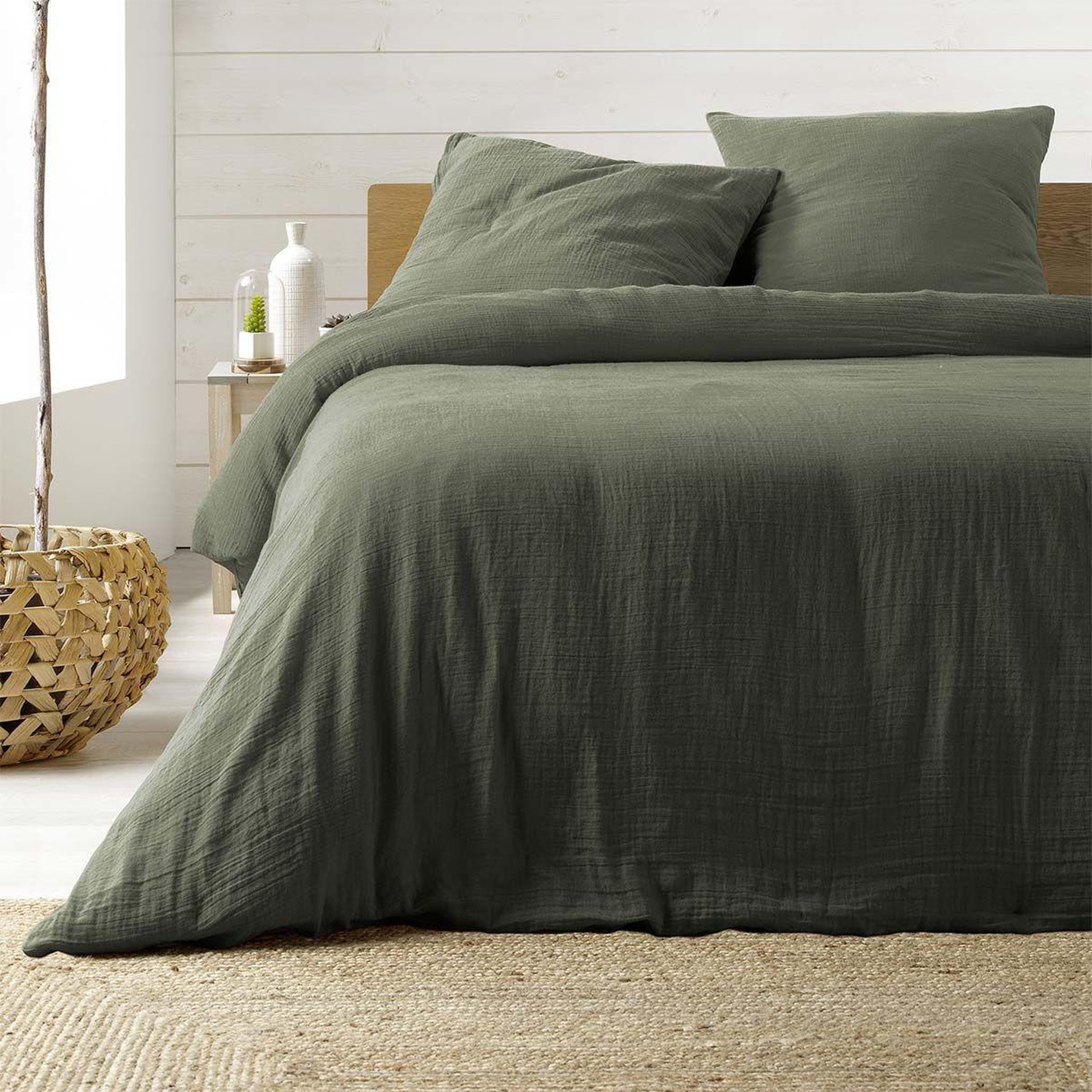Douceur d'Intérieur Parure de lit 3 pièces  angelia  240x220cm vert kaki