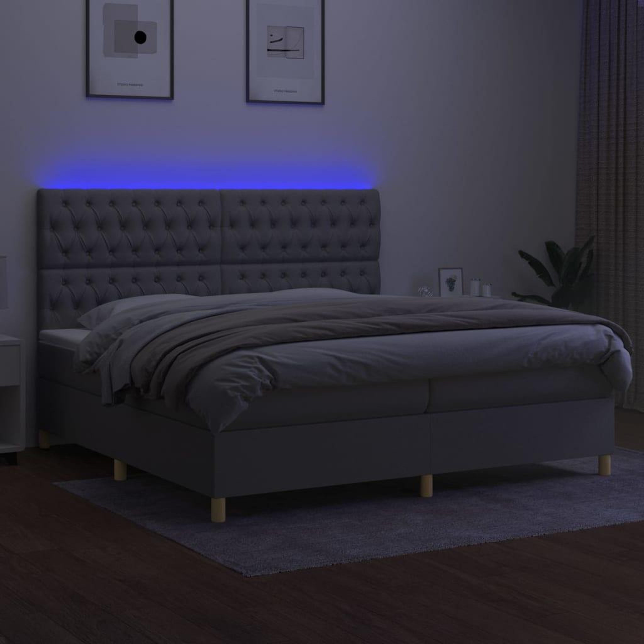 Voir la diapositive 4 : VIDAXL Sommier a lattes de lit matelas et LED Gris clair 200x200 cm