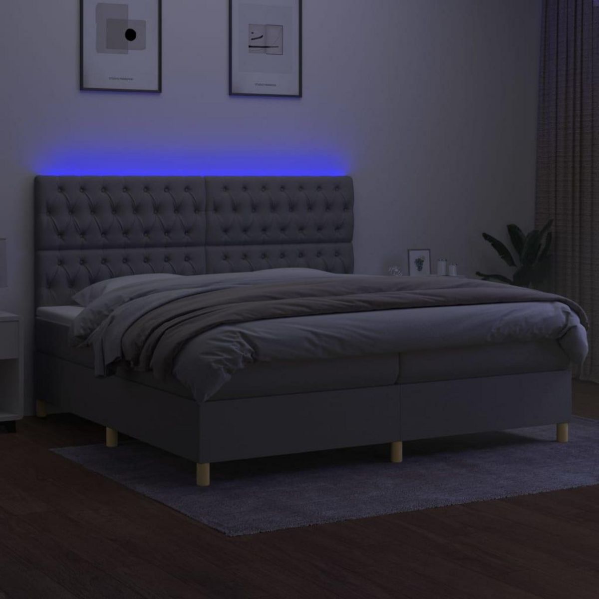 VIDAXL Sommier a lattes de lit matelas et LED Gris clair 200x200 cm