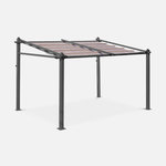SWEEEK Tente de jardin murale, pergola aluminium 3x4m Murum , toile rétractable, toile coulissante. Coloris disponibles : Beige, Gris