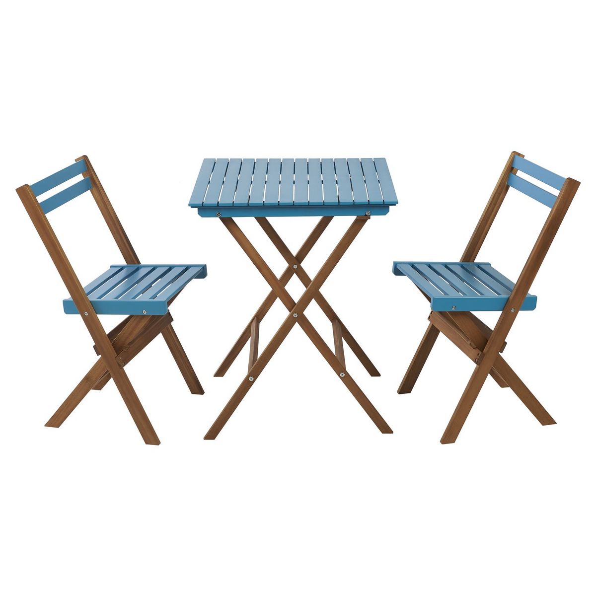 GARDENSTAR Salon de jardin - 2 places - Bois d'acacia - Bleu