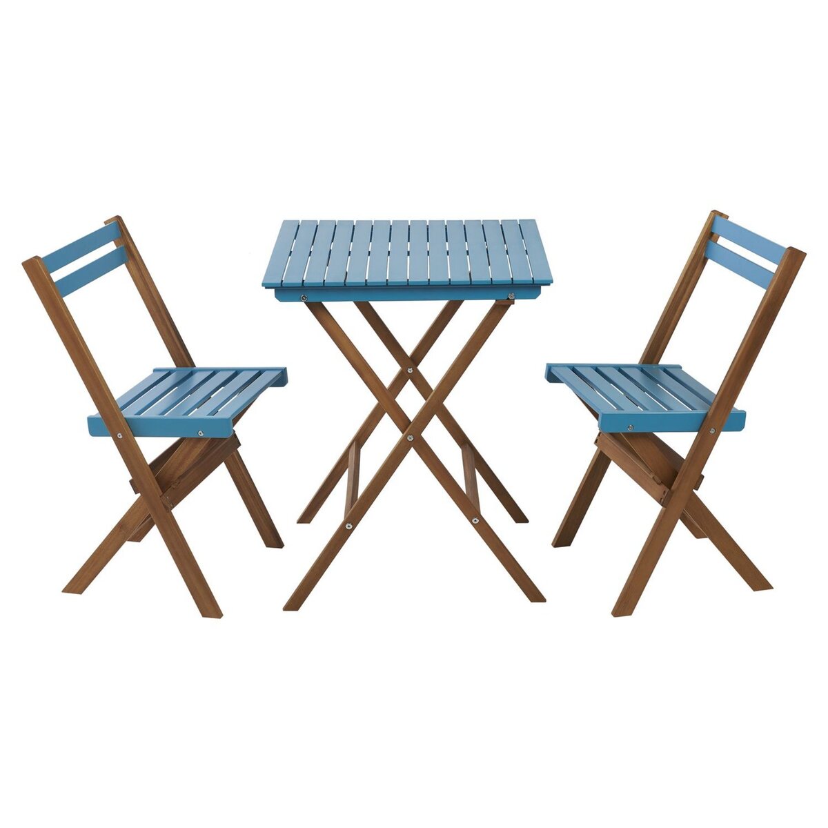 GARDENSTAR Salon de jardin - 2 places - Bois d'acacia - Bleu