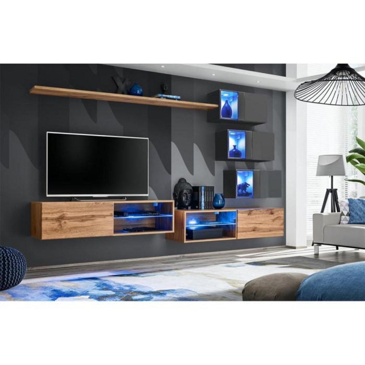 Paris Prix Ensemble Meuble TV  Switch XXIV  250cm Naturel & Gris