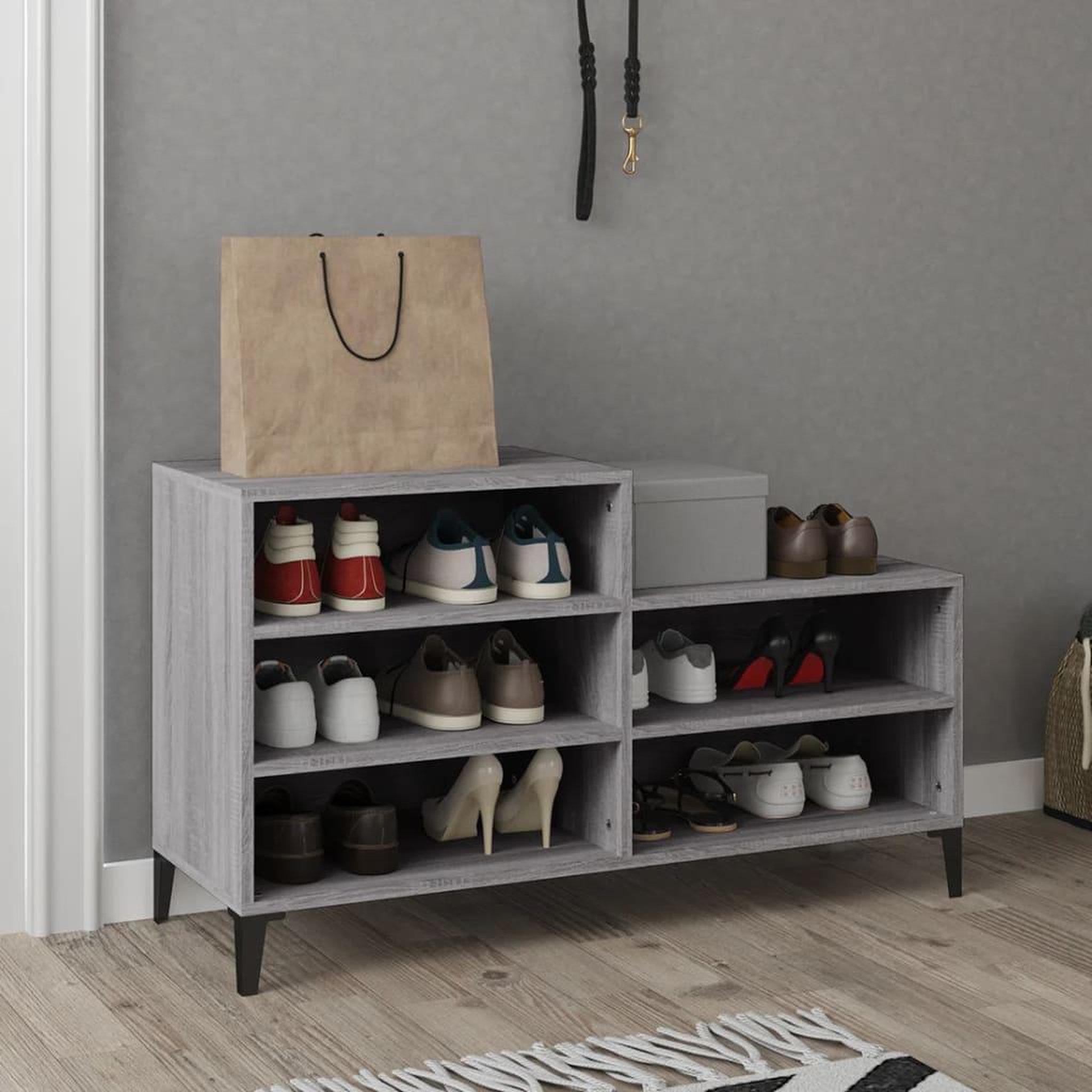 Voir la diapositive 1 : VIDAXL Armoire a chaussures Sonoma gris 102x36x60 cm Bois d'ingenierie