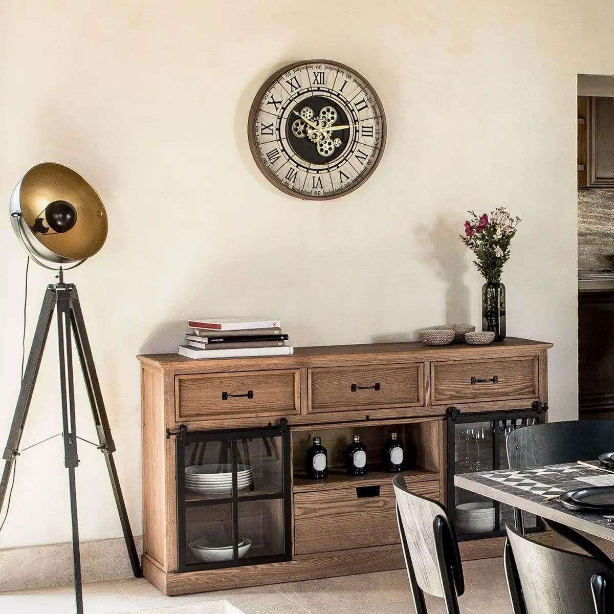 ATMOSPHERA Horloge Murale Vintage  Stella  57cm Naturel