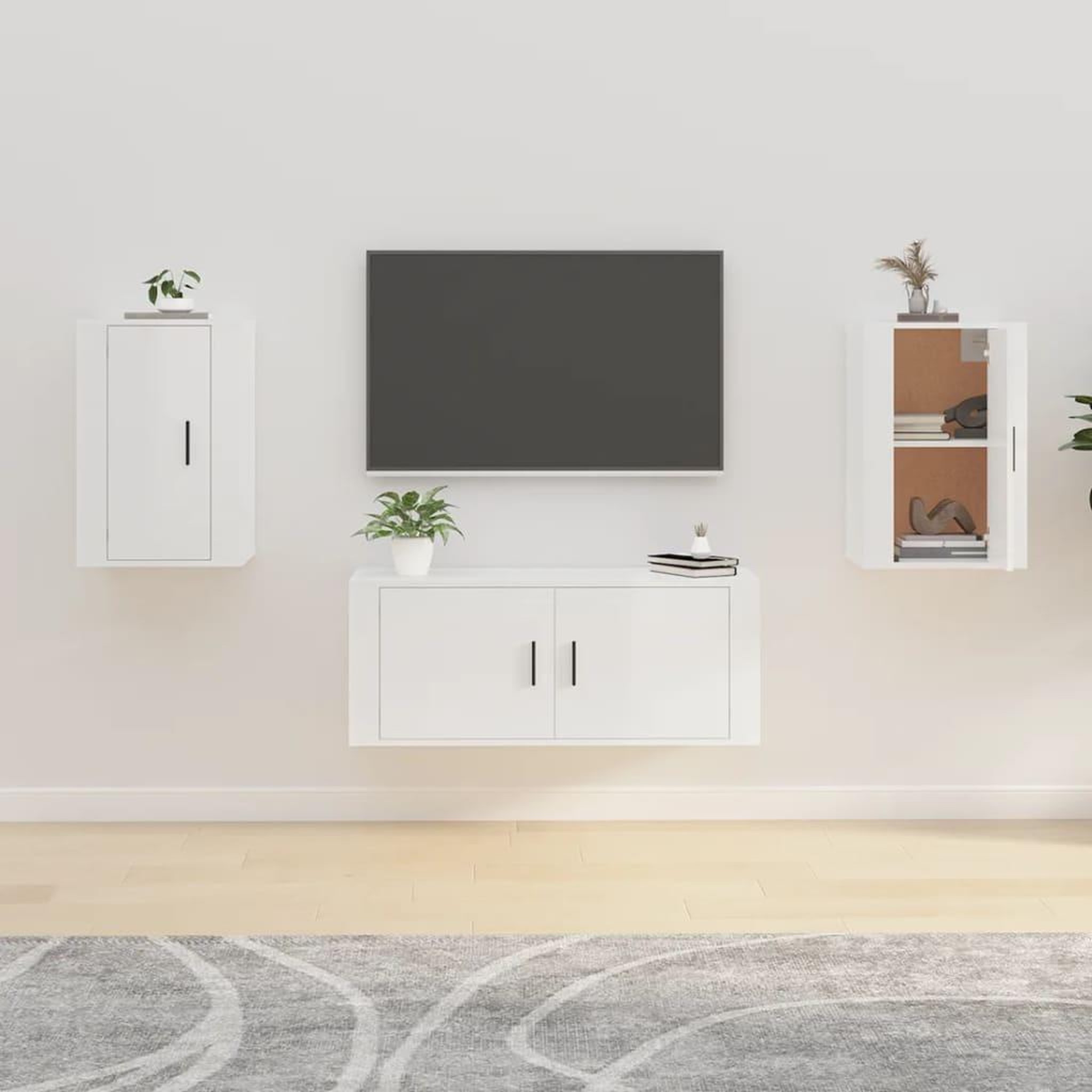 Voir la diapositive 1 : VIDAXL Meubles TV muraux 2 pcs Blanc brillant 40x34,5x60 cm