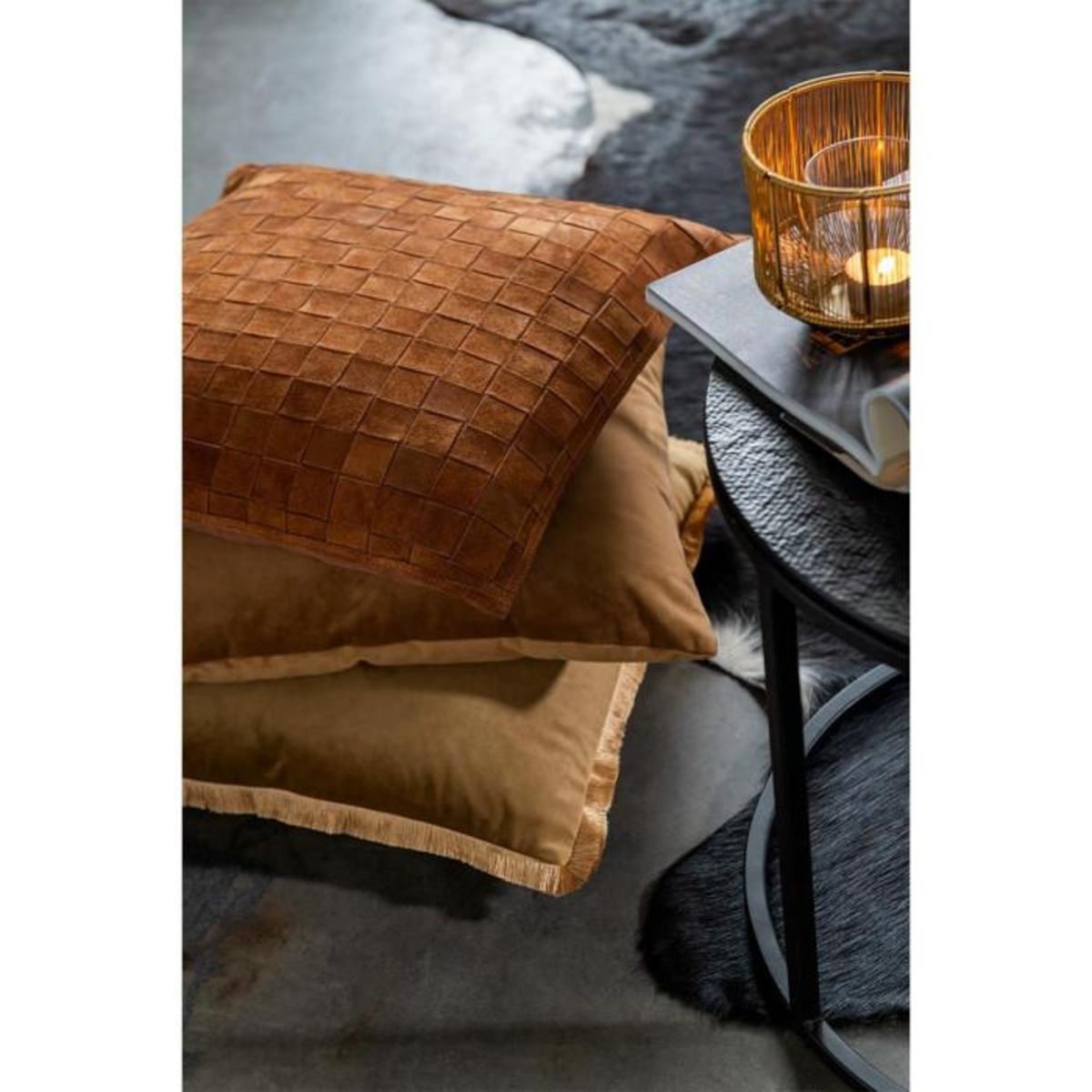 Paris Prix Coussin Carré Déco  Tortu  45x45cm Cognac