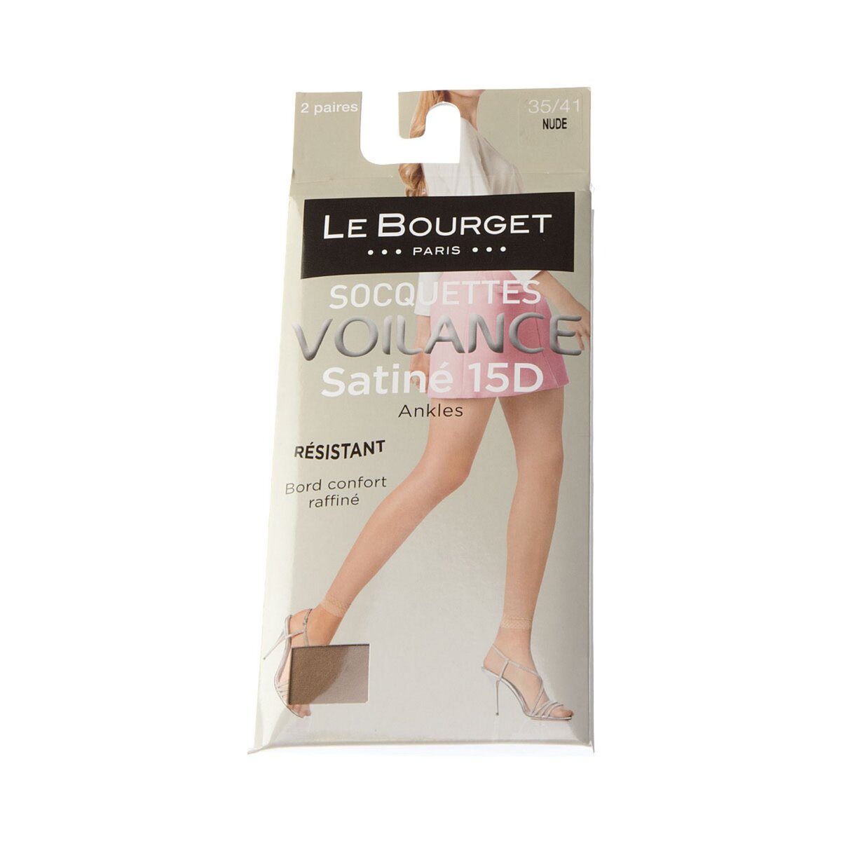 Le Bourget Bas socquettes - Lot de 2 - Infilable - Invisible - Satiné - Voilance