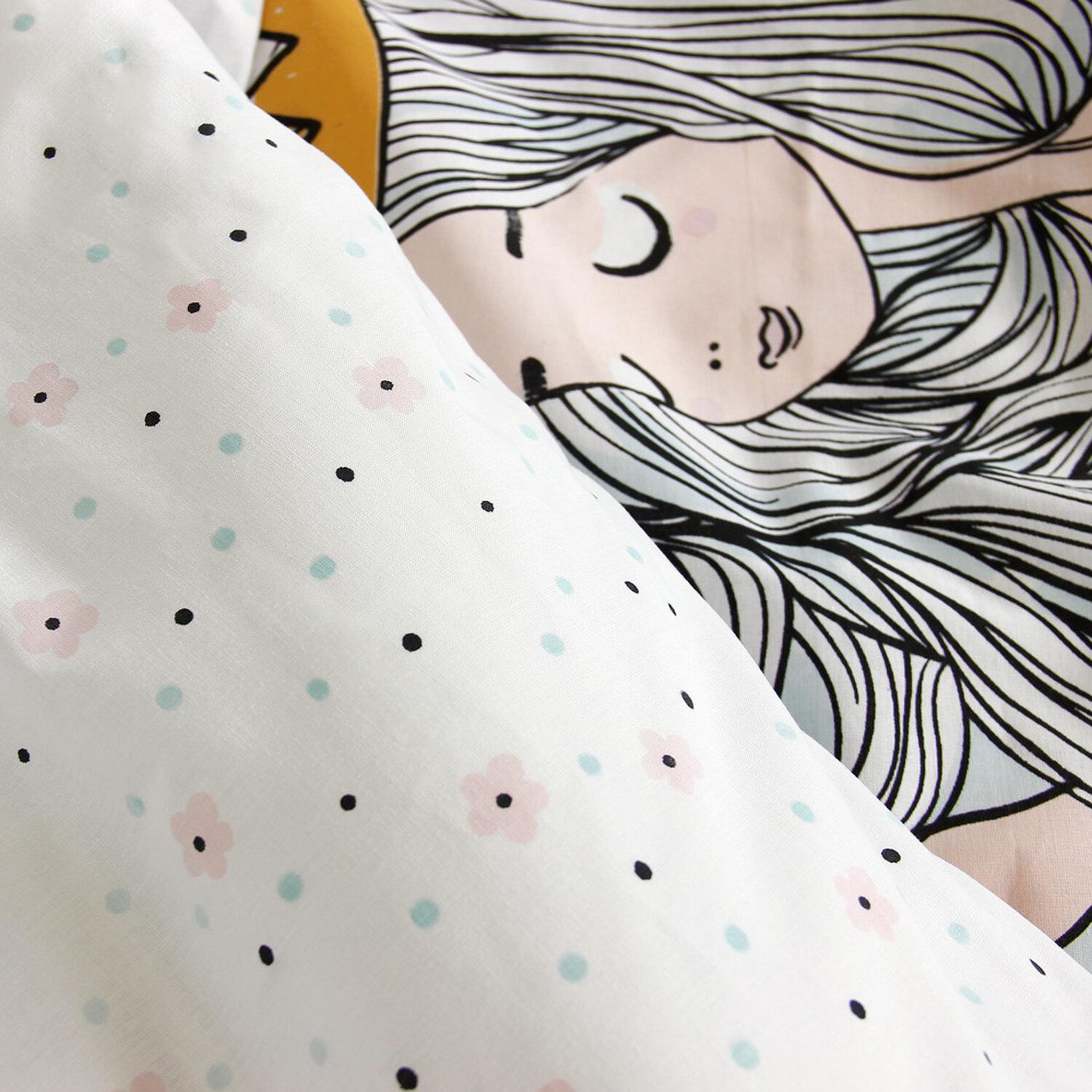 Voir la diapositive 6 : Home collection Parure housse de couette reversible 140x200cm coton bio 57fils magic