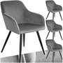 Voir la diapositive 1 : tectake Chaise style scandinave rembourrée aspect velours gris/noir Lot de 4