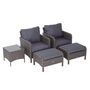 Voir la diapositive 5 : OUTSUNNY Outsunny Lot de 2 fauteuils de jardin grand confort repose-pied table basse résine tressée imitation rotin coussins gris